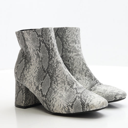 Primark Womens Grey Animal Print Polyester Bootie Boot UK 5 EUR 38