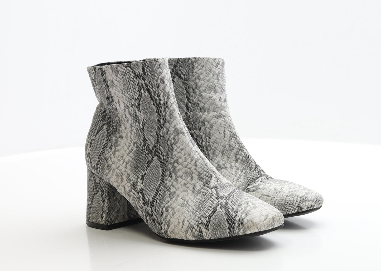Primark Womens Grey Animal Print Polyester Bootie Boot UK 5 EUR 38
