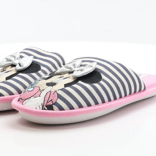 Disney Womens Multicoloured Striped Polyester Slip On Slipper UK - Size 5-6 Minnie Mouse