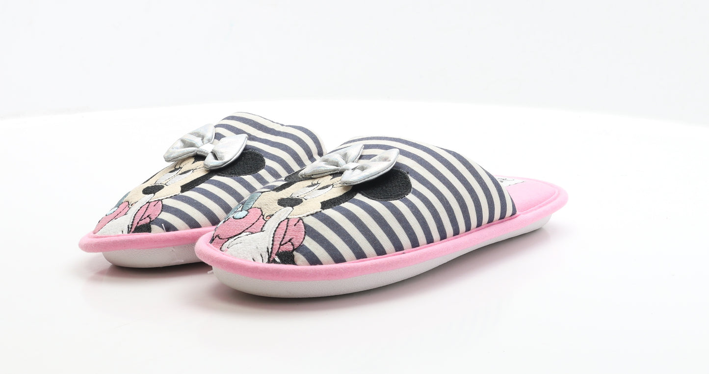 Disney Womens Multicoloured Striped Polyester Slip On Slipper UK - Size 5-6 Minnie Mouse