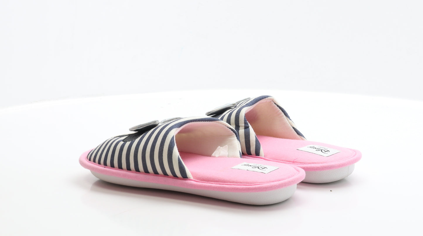 Disney Womens Multicoloured Striped Polyester Slip On Slipper UK - Size 5-6 Minnie Mouse