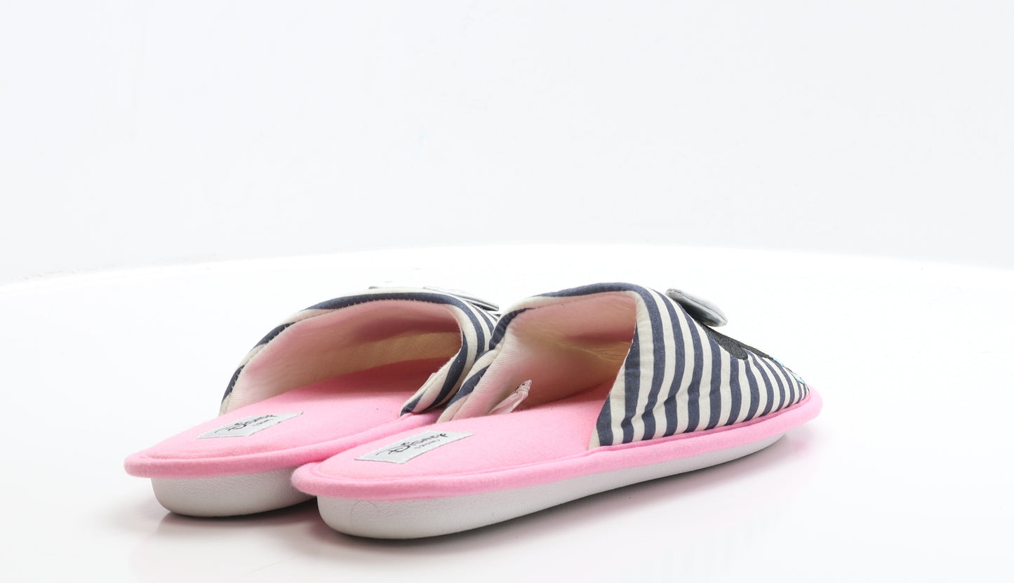 Disney Womens Multicoloured Striped Polyester Slip On Slipper UK - Size 5-6 Minnie Mouse