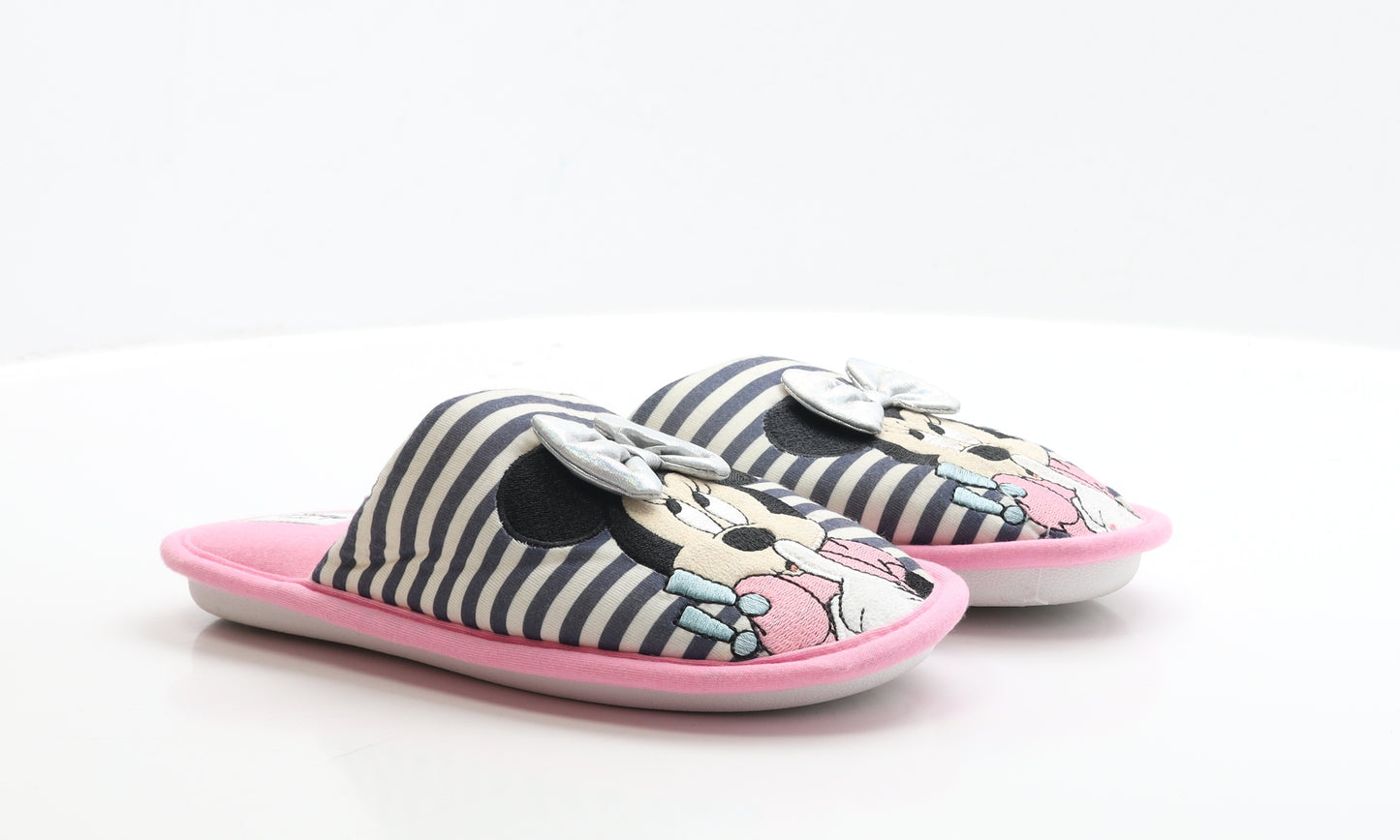 Disney Womens Multicoloured Striped Polyester Slip On Slipper UK - Size 5-6 Minnie Mouse