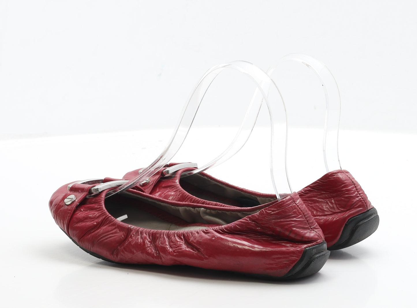 Me Too Womens Red Leather Ballet Flat UK 6