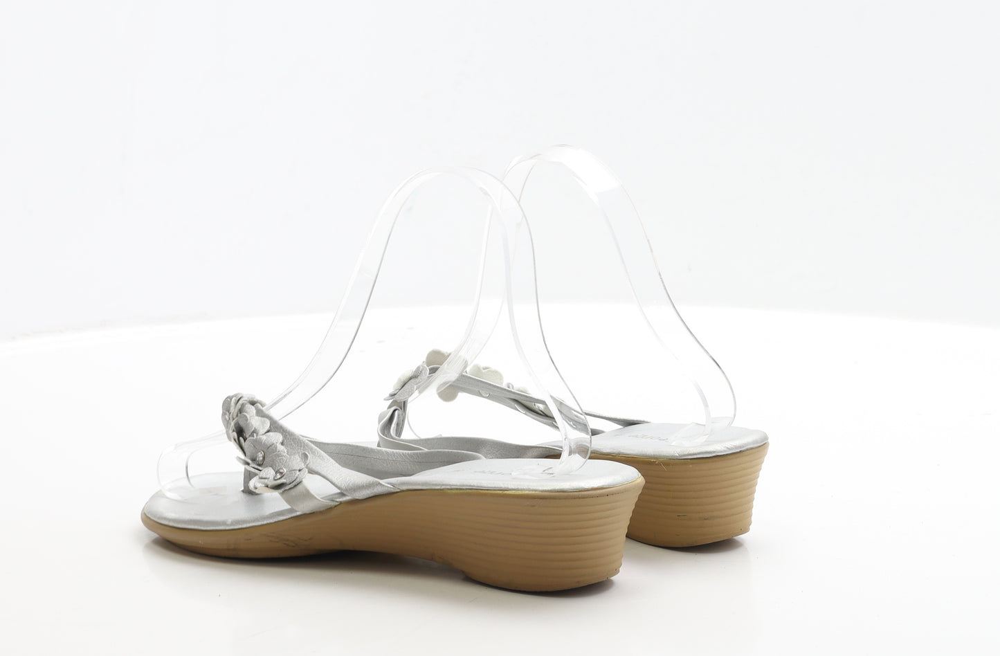George Womens Silver Polyester Thong Sandal UK 5 EUR 38