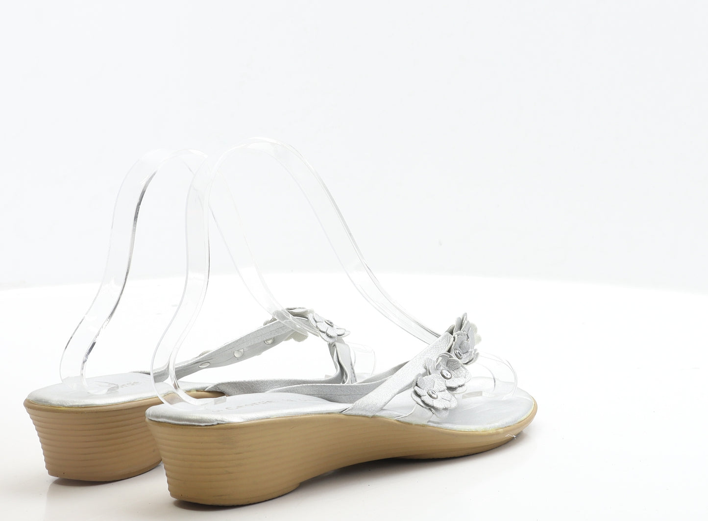 George Womens Silver Polyester Thong Sandal UK 5 EUR 38