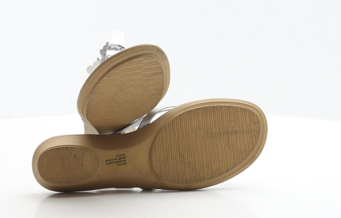 George Womens Silver Polyester Thong Sandal UK 5 EUR 38