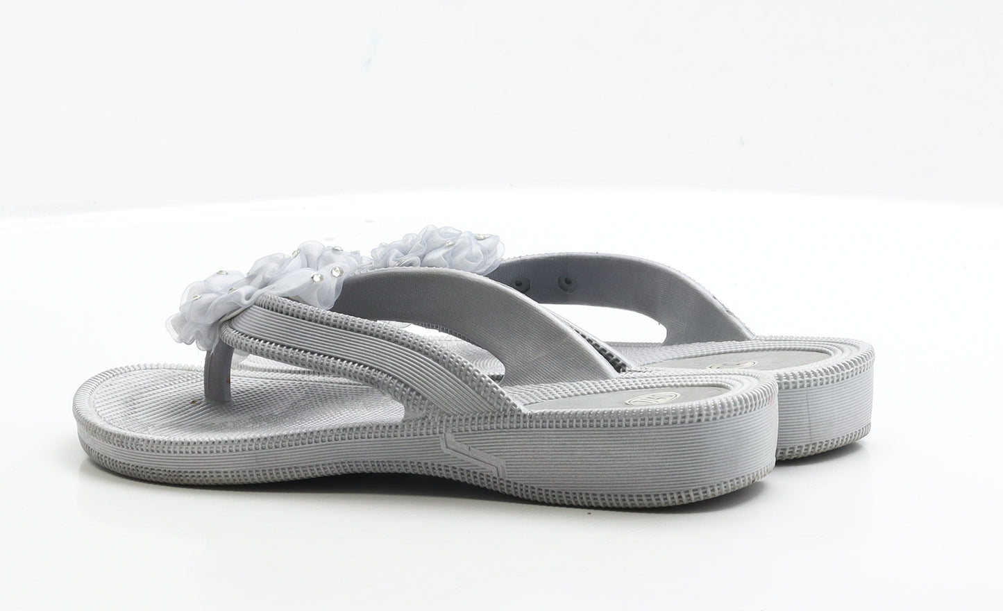 Preworm Womens Silver Rubber Thong Sandal UK 7 EUR 40