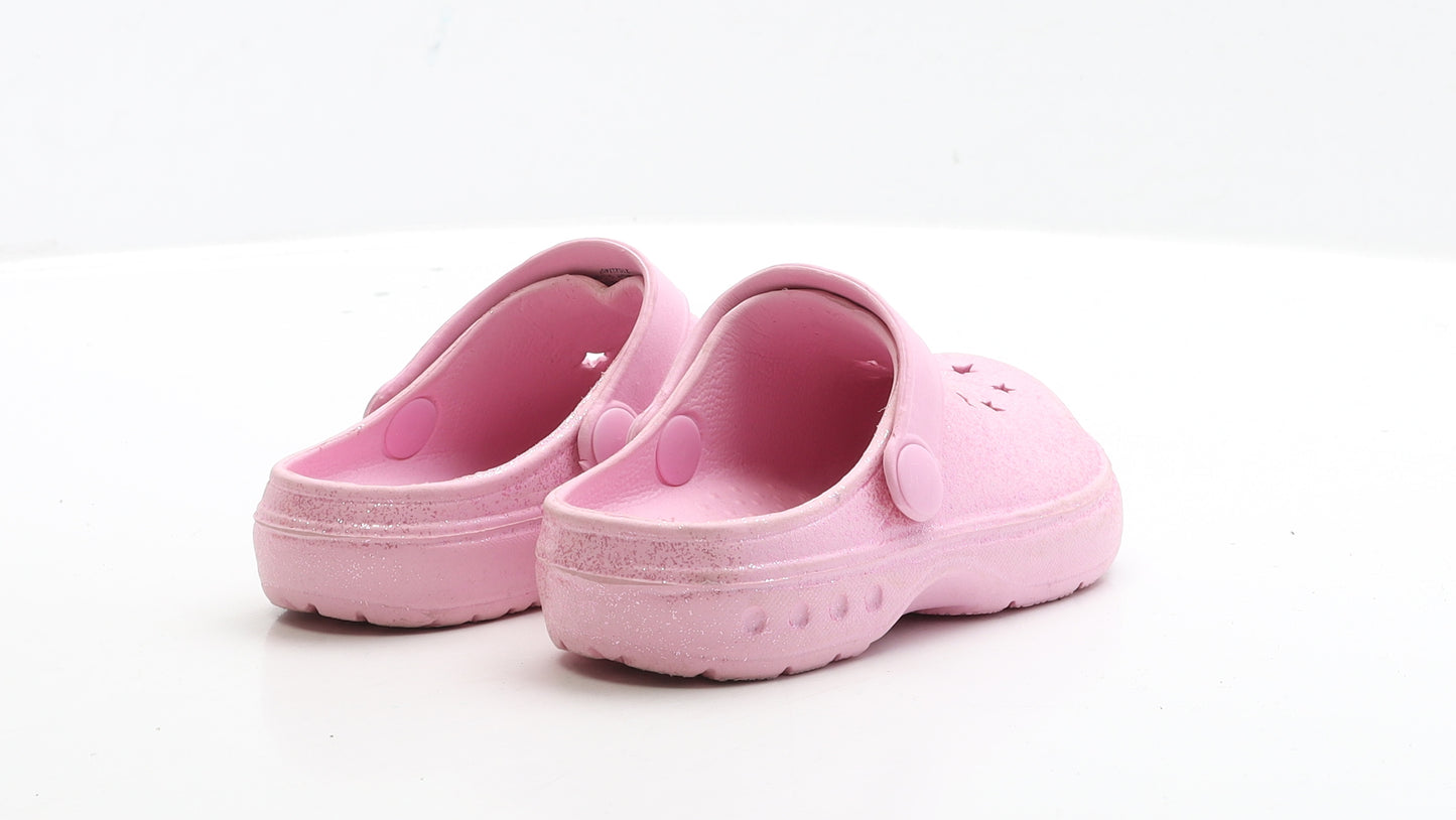 Preworn Girls Pink Rubber Clog Sandal UK 7 EUR 24 - Star Detail