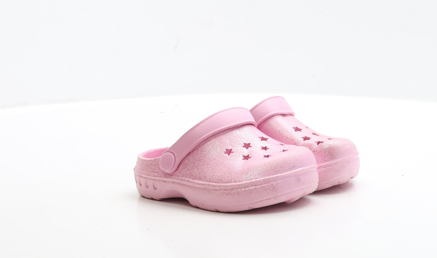 Preworn Girls Pink Rubber Clog Sandal UK 7 EUR 24 - Star Detail