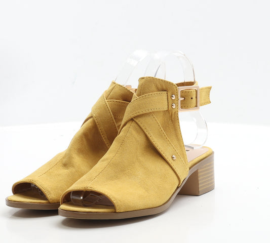 Primark Womens Yellow Faux Suede Strappy Heel UK 3 EUR 36