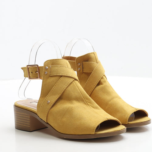 Primark Womens Yellow Faux Suede Strappy Heel UK 3 EUR 36