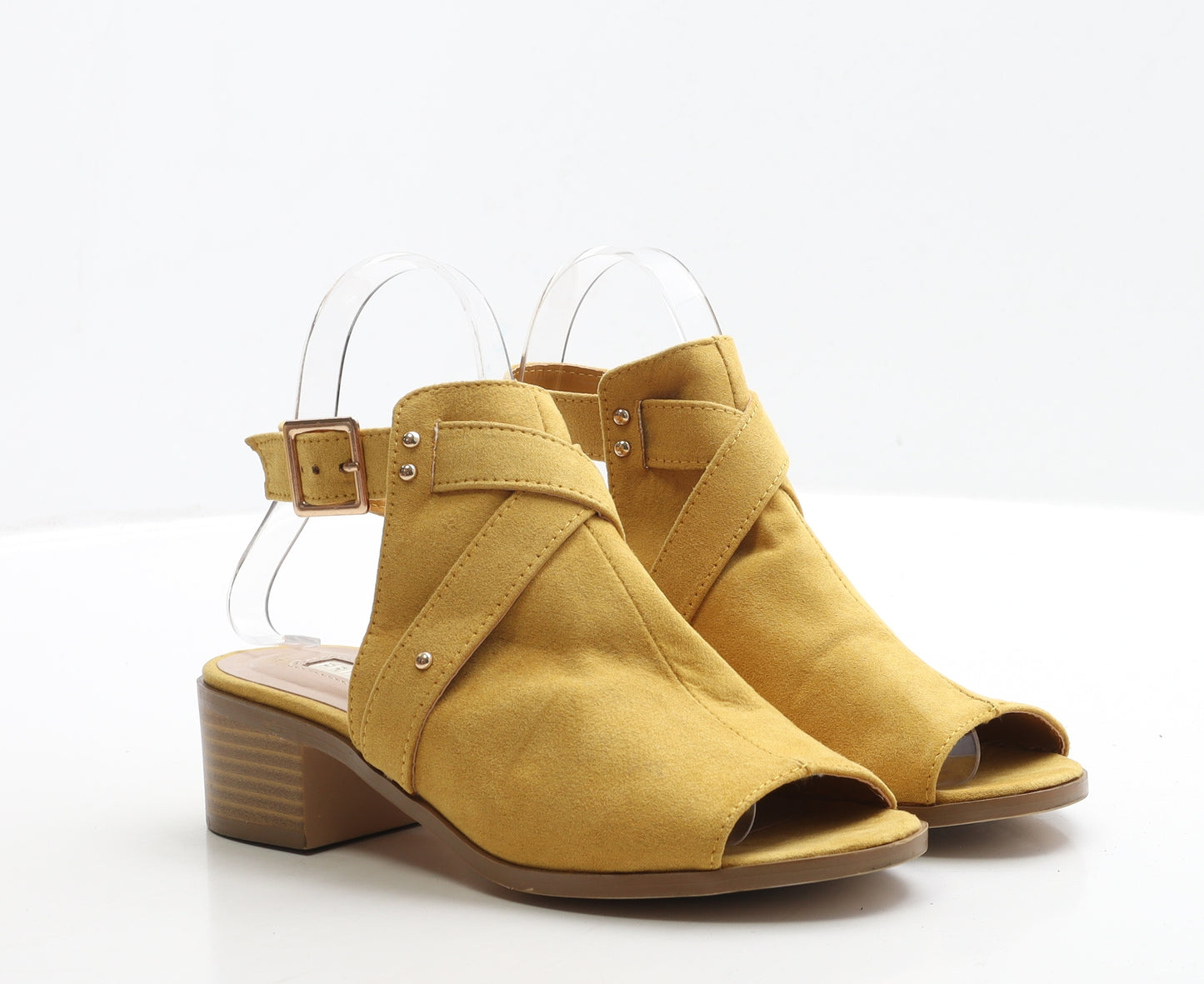 Primark Womens Yellow Faux Suede Strappy Heel UK 3 EUR 36