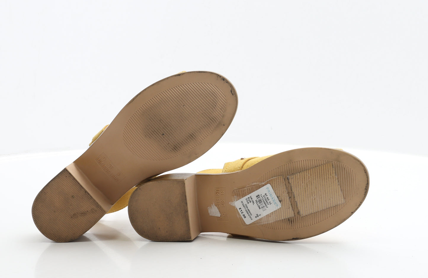 Primark Womens Yellow Faux Suede Strappy Heel UK 3 EUR 36