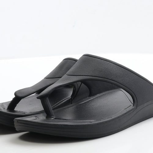 Matalan Womens Black Rubber Thong Sandal UK 5 - Size 5-6