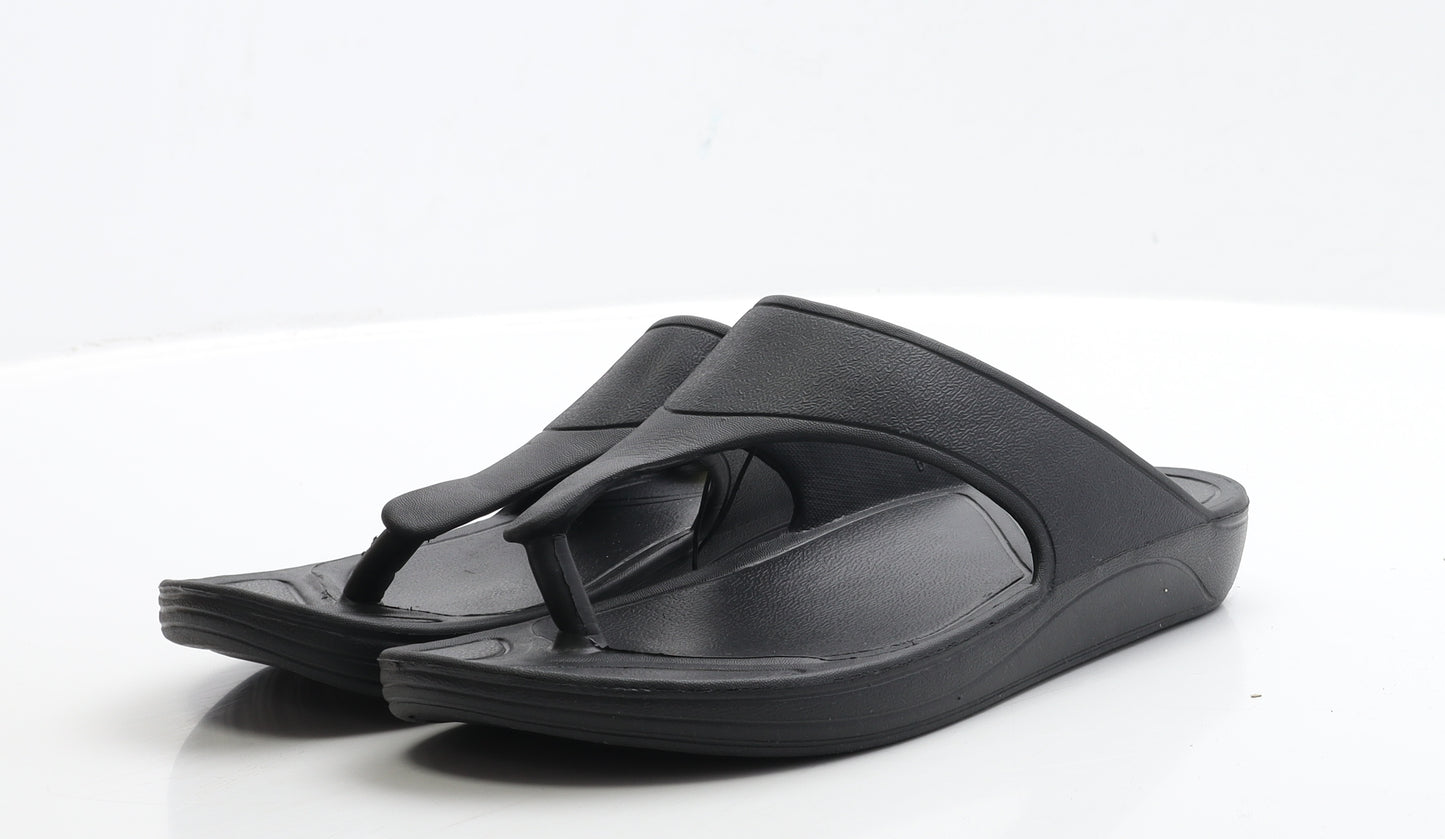 Matalan Womens Black Rubber Thong Sandal UK 5 - Size 5-6