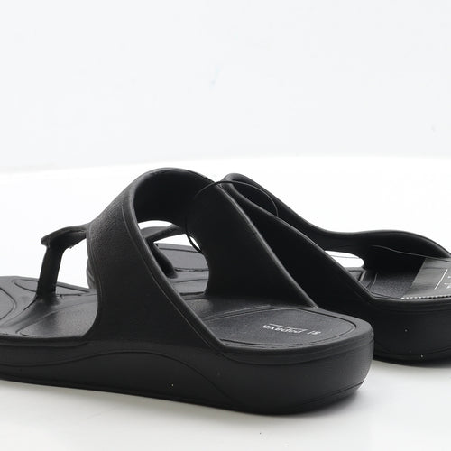 Matalan Womens Black Rubber Thong Sandal UK 5 - Size 5-6