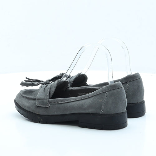 Primark Womens Grey Faux Suede Loafer Flat UK 4 EUR 37 US 6