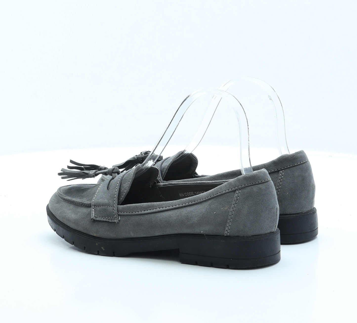 Primark Womens Grey Faux Suede Loafer Flat UK 4 EUR 37 US 6