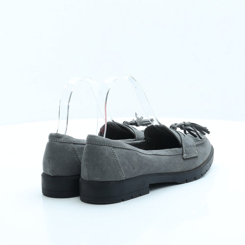Primark Womens Grey Faux Suede Loafer Flat UK 4 EUR 37 US 6