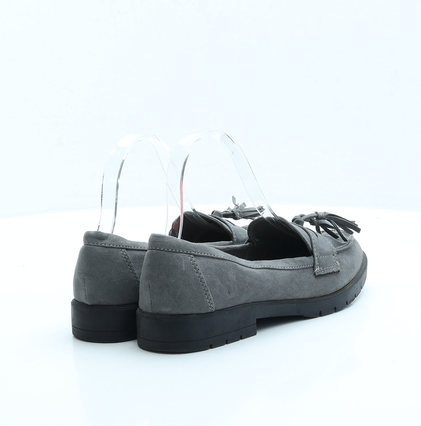 Primark Womens Grey Faux Suede Loafer Flat UK 4 EUR 37 US 6