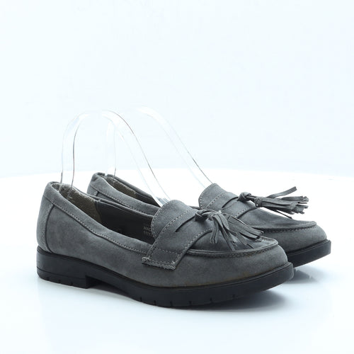 Primark Womens Grey Faux Suede Loafer Flat UK 4 EUR 37 US 6