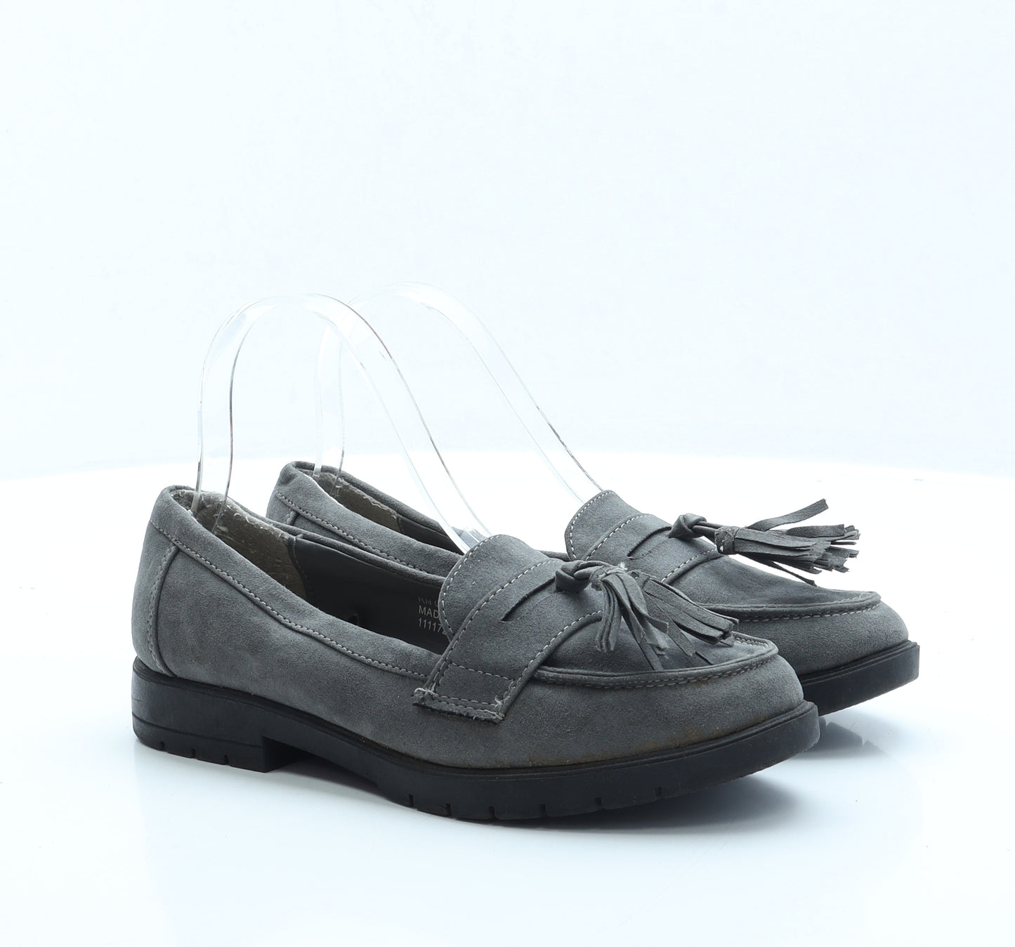 Primark Womens Grey Faux Suede Loafer Flat UK 4 EUR 37 US 6