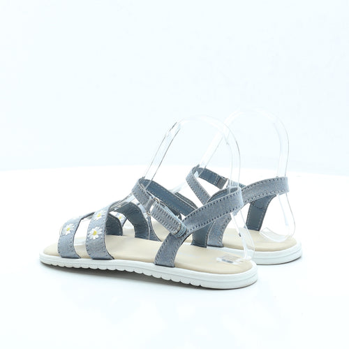 Primark Girls Blue Floral Cotton Strappy Sandal UK 1 EUR 33 US 2