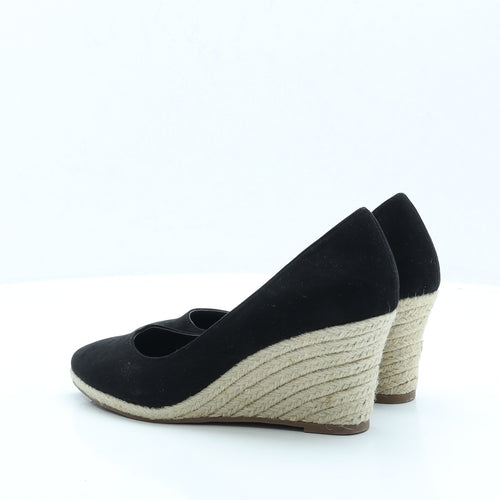 New Look Womens Black Faux Fur Espadrille Heel UK 6 EUR 39