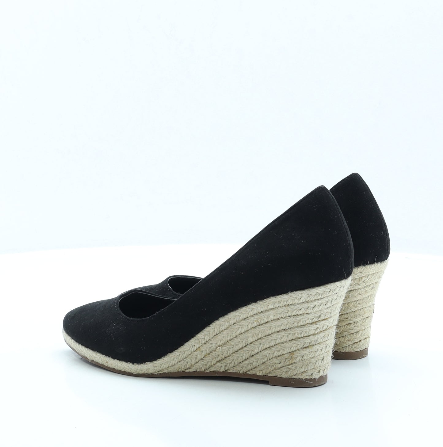 New Look Womens Black Faux Fur Espadrille Heel UK 6 EUR 39