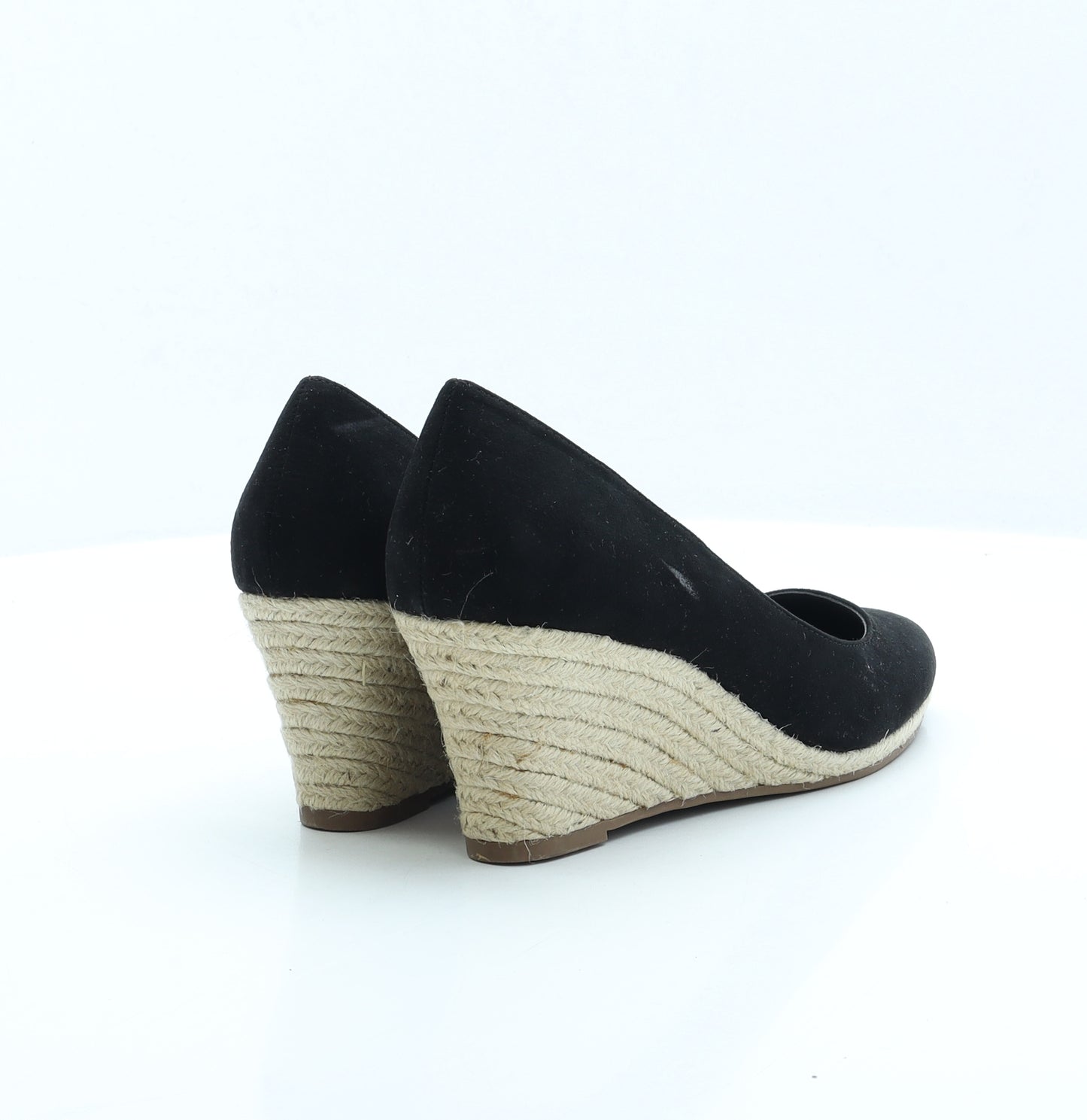 New Look Womens Black Faux Fur Espadrille Heel UK 6 EUR 39