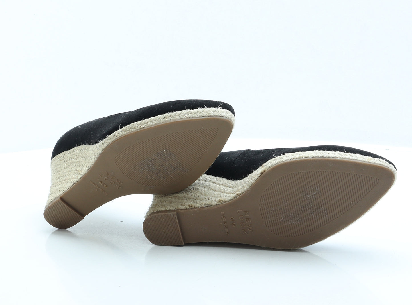 New Look Womens Black Faux Fur Espadrille Heel UK 6 EUR 39