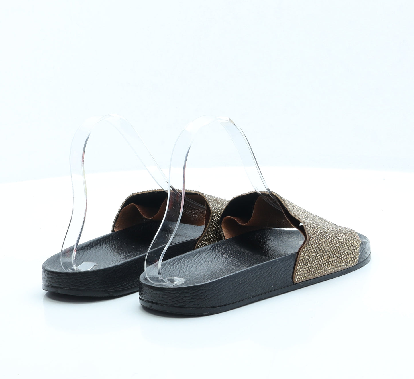Preworn Womens Gold Polyester Slider Sandal UK 6 EUR 39