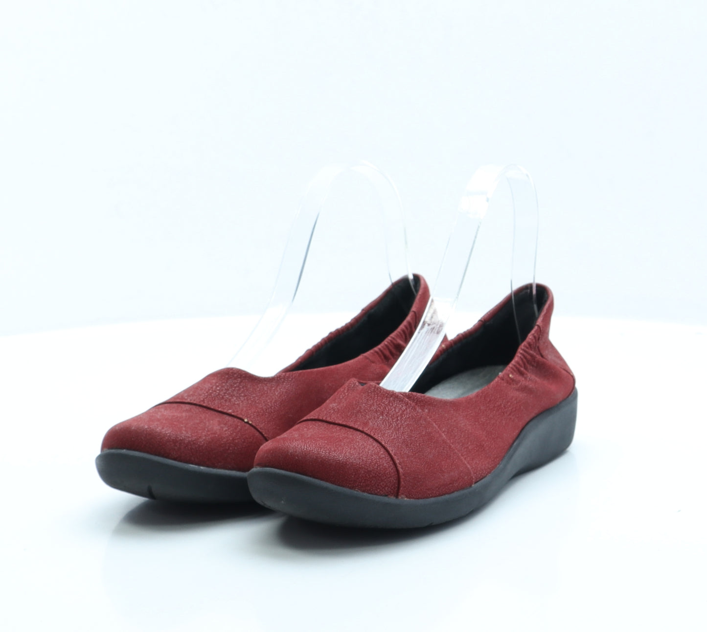Clarks Womens Red Polyester Flat UK 5