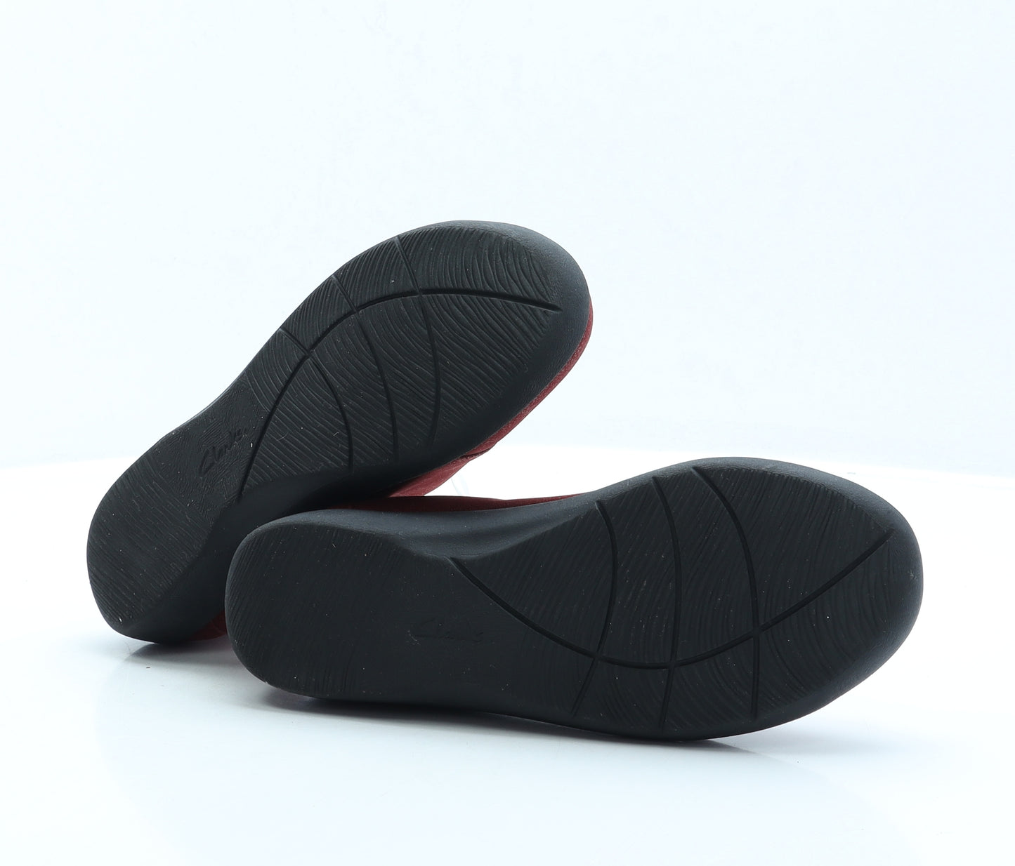 Clarks Womens Red Polyester Flat UK 5