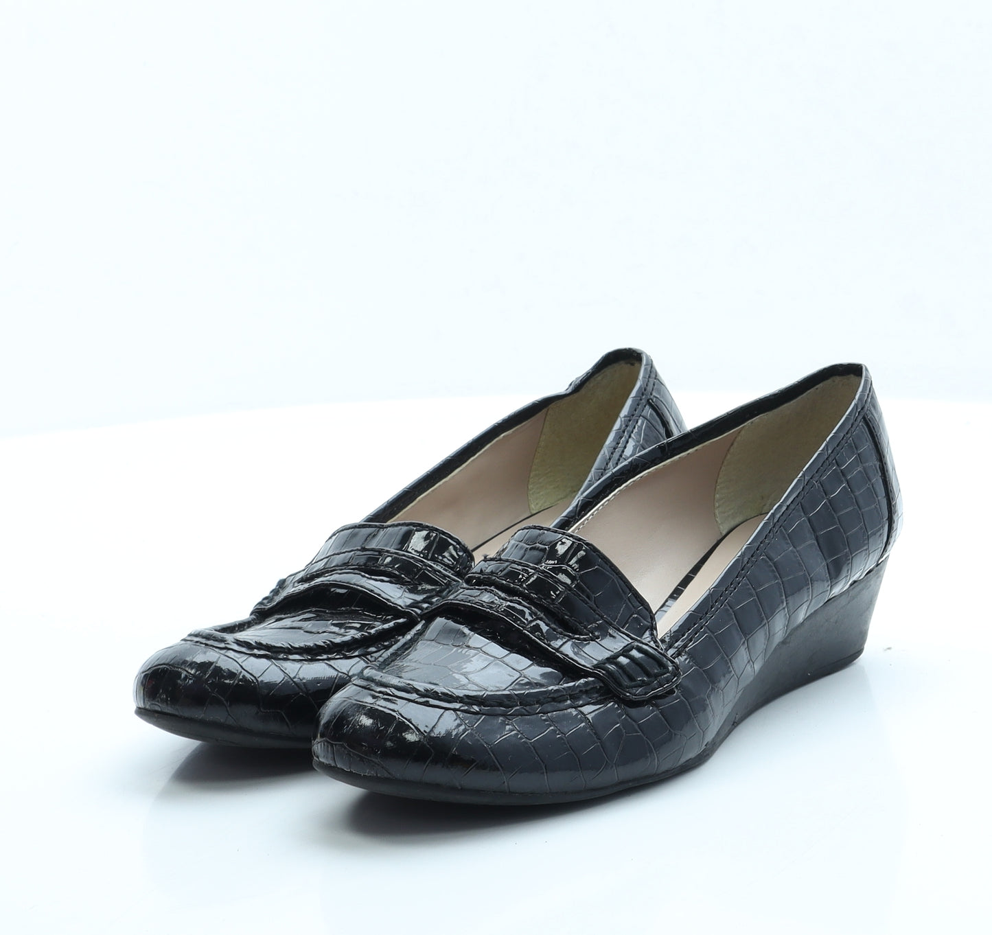 Lotus Womens Black Vinyl Court Heel UK 5
