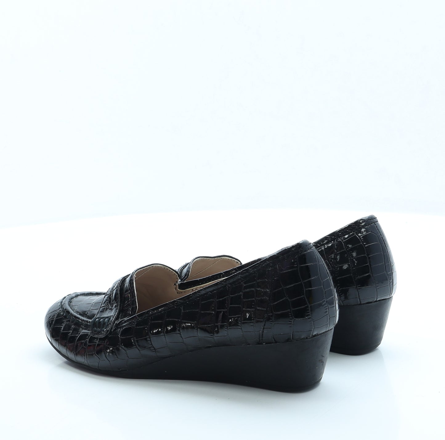 Lotus Womens Black Vinyl Court Heel UK 5