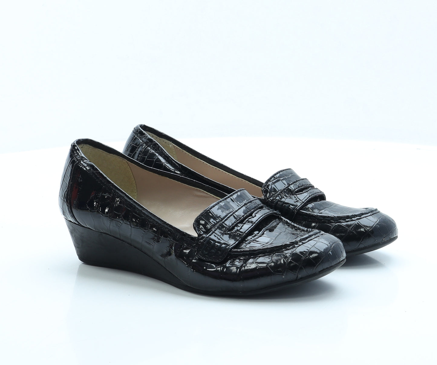 Lotus Womens Black Vinyl Court Heel UK 5