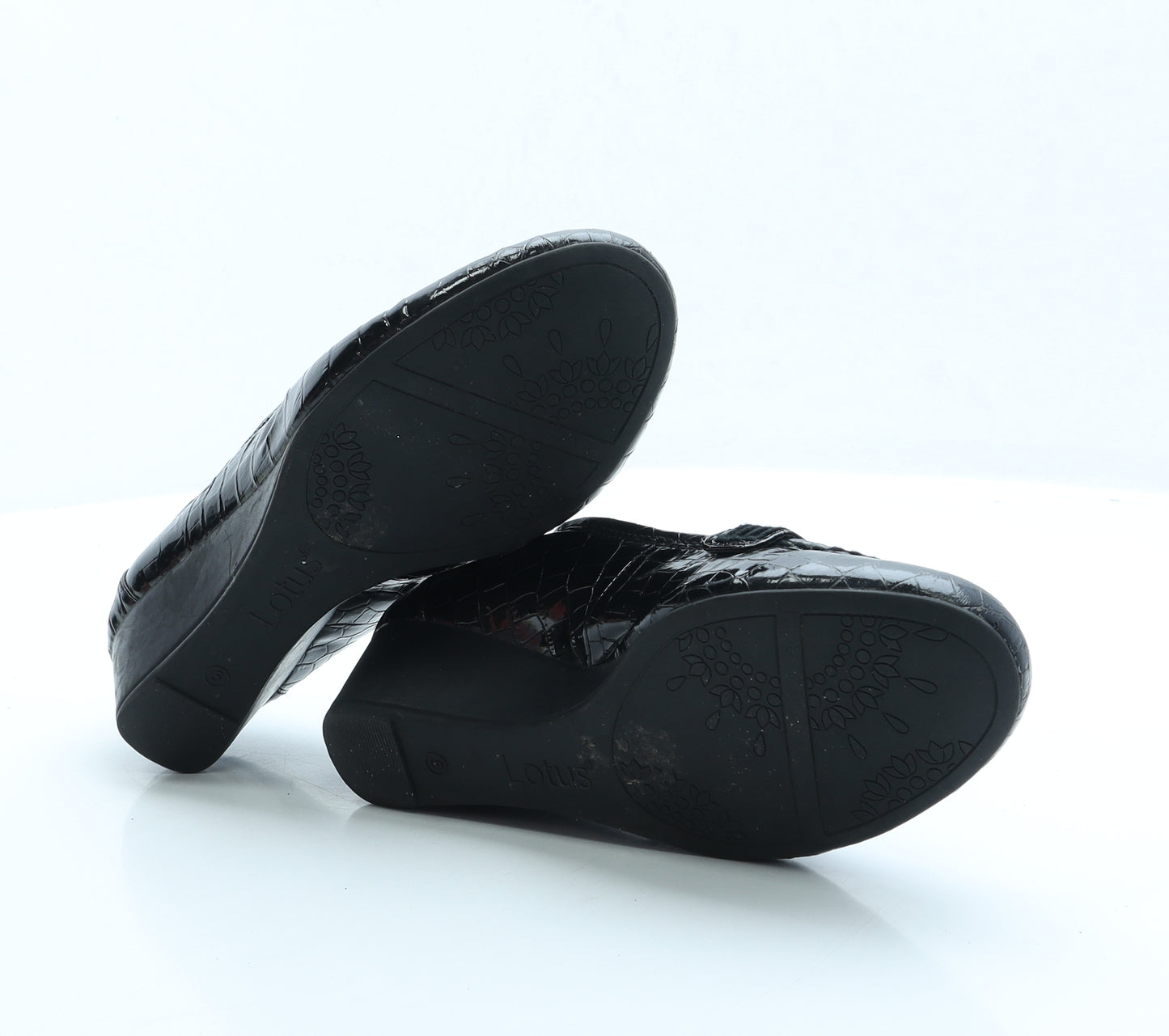 Lotus Womens Black Vinyl Court Heel UK 5