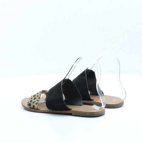 F&F Womens Beige Animal Print Polyester Slip On Sandal UK 4 EUR 37