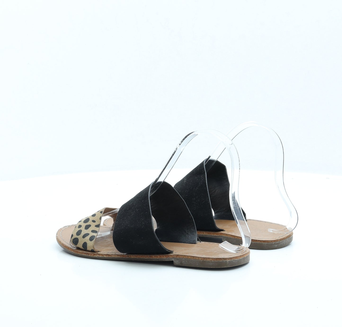 F&F Womens Beige Animal Print Polyester Slip On Sandal UK 4 EUR 37