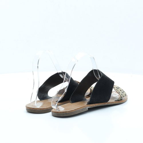 F&F Womens Beige Animal Print Polyester Slip On Sandal UK 4 EUR 37