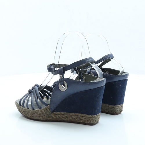 Clarks Womens Blue Faux Leather Espadrille Heel UK 5.5