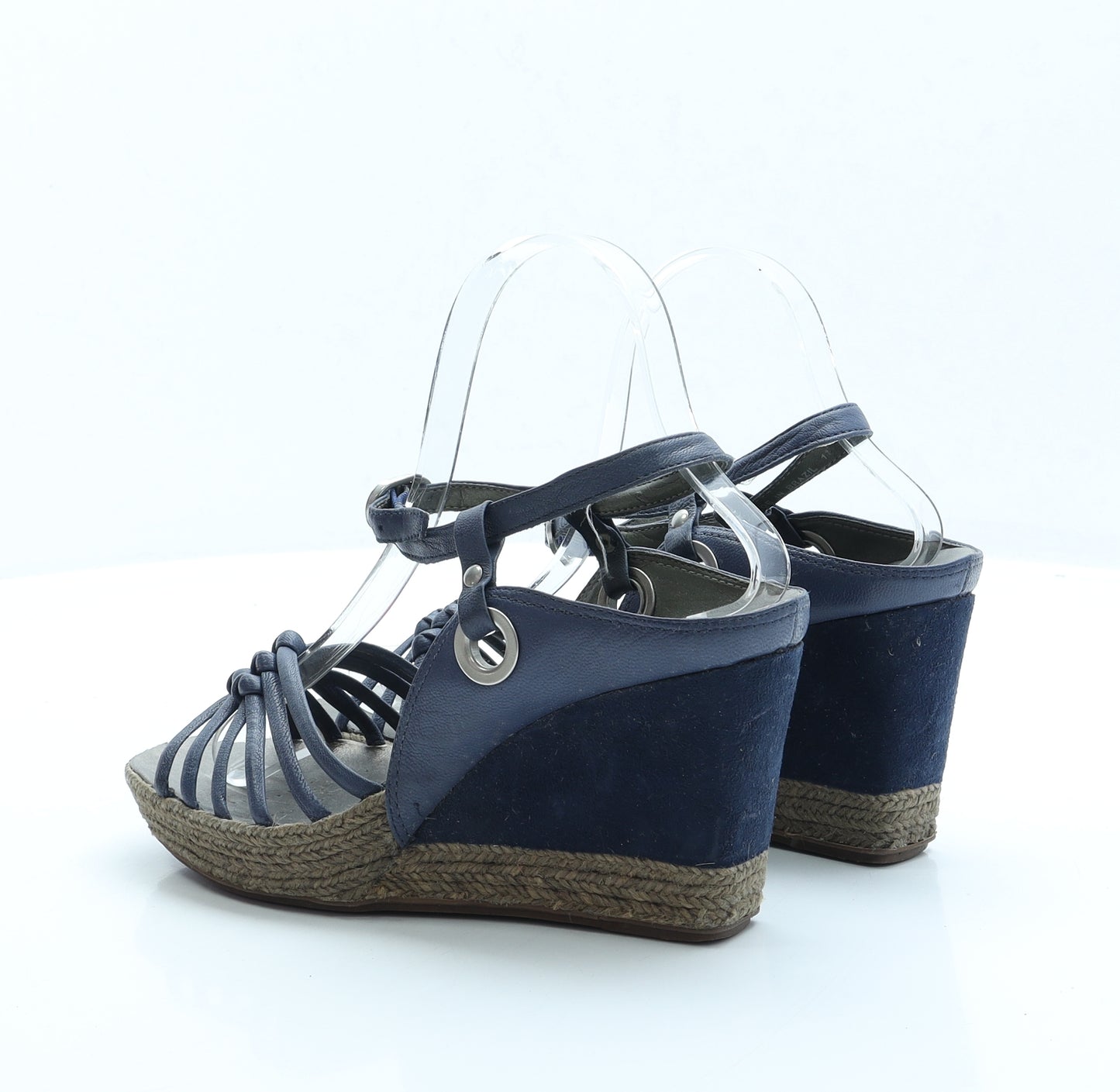 Clarks Womens Blue Faux Leather Espadrille Heel UK 5.5
