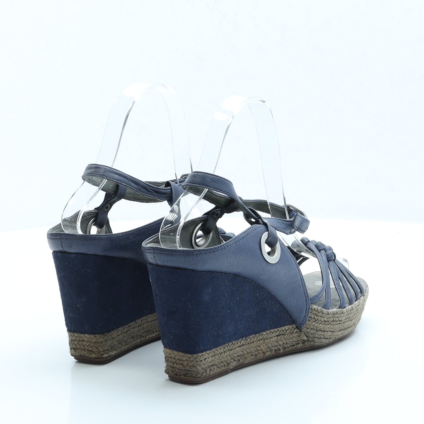 Clarks Womens Blue Faux Leather Espadrille Heel UK 5.5