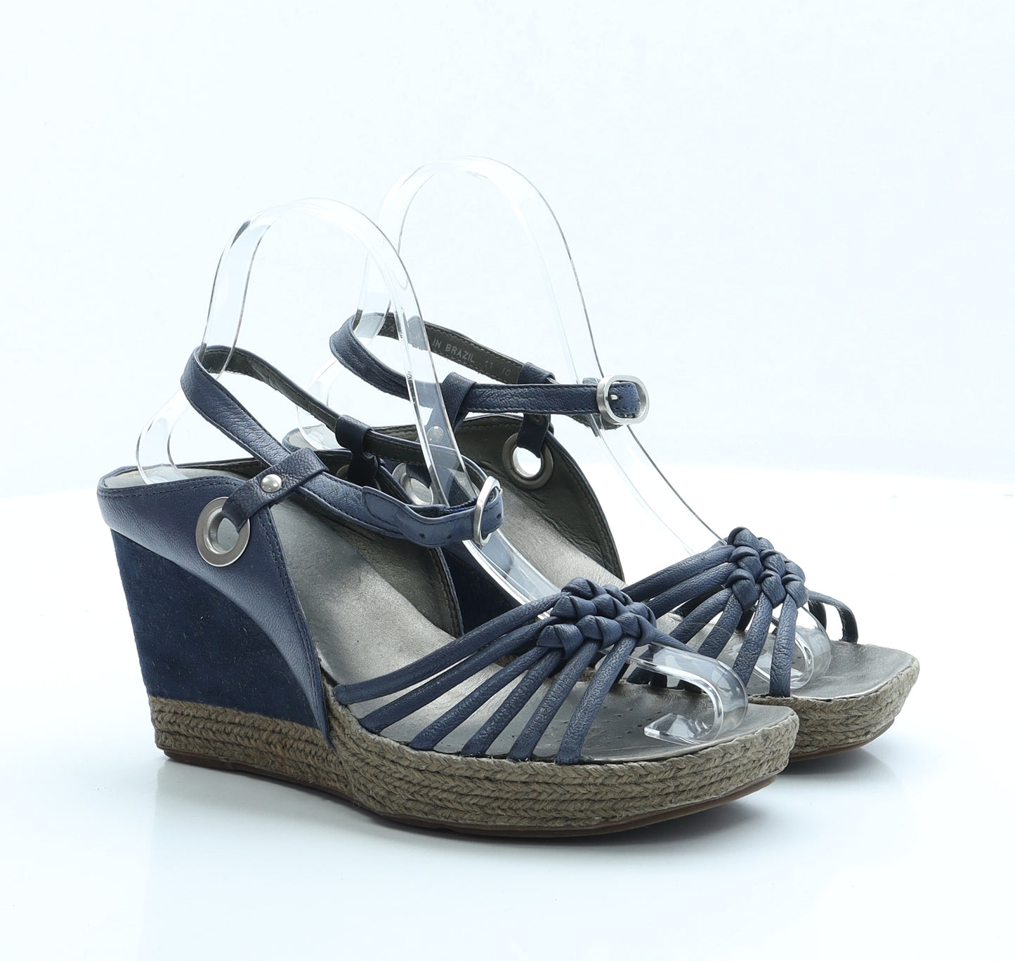 Clarks Womens Blue Faux Leather Espadrille Heel UK 5.5