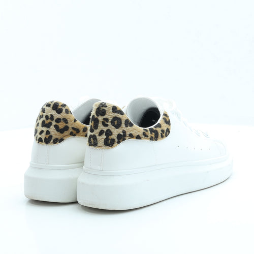 Preworn Womens White Animal Print Faux Leather Trainer UK 6 EUR 39