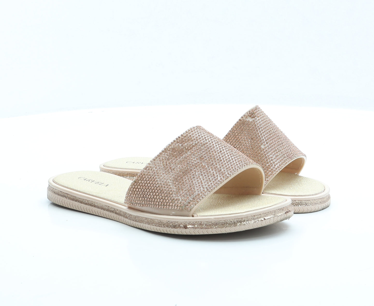Carvela Womens Gold Polyester Slip On Sandal UK 6 EUR 39