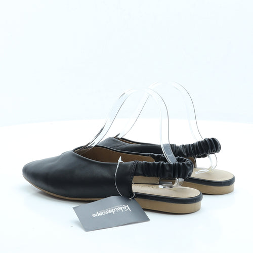 Kaleidoscope Womens Black Faux Leather Slingback Flat UK 6