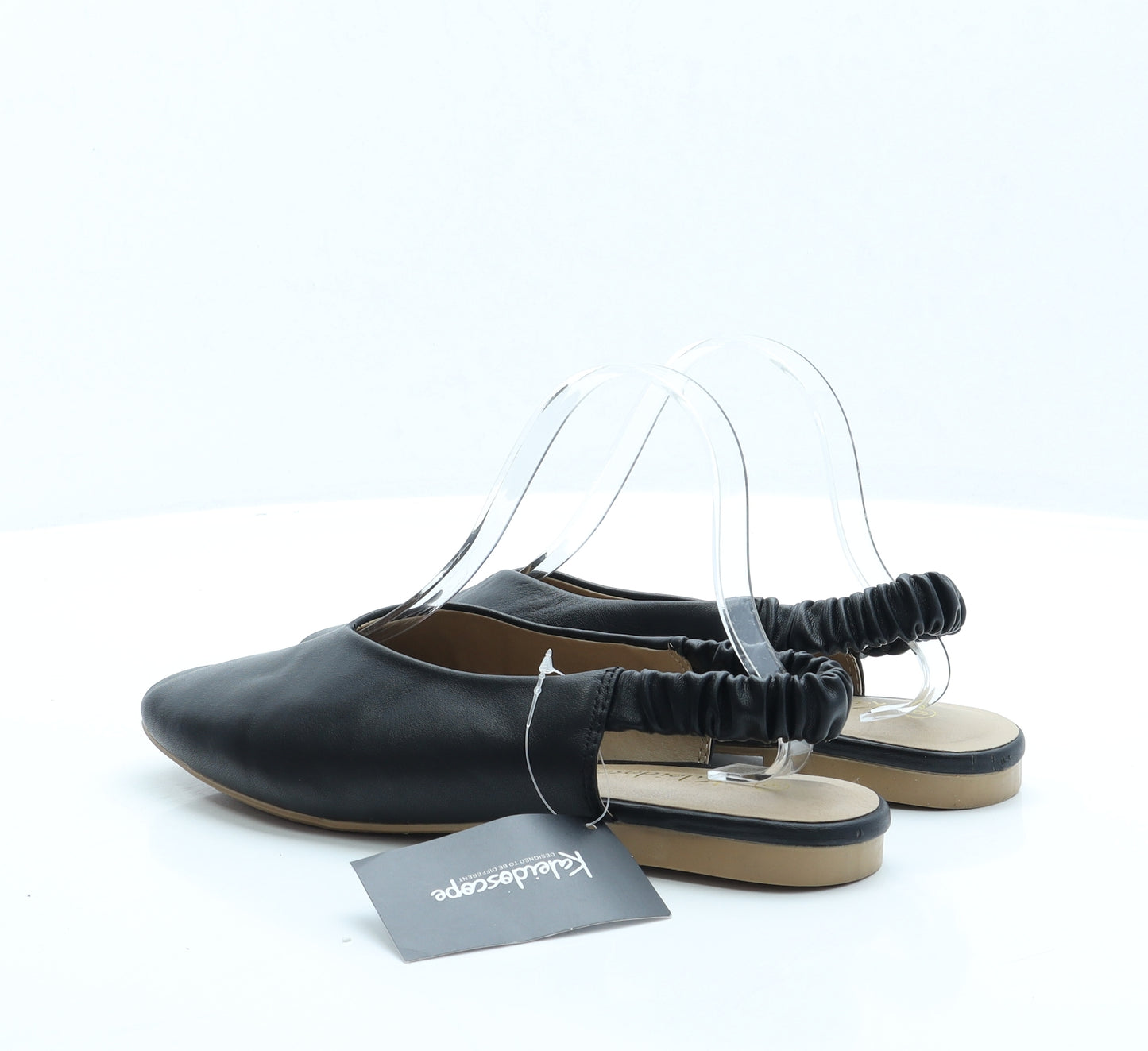 Kaleidoscope Womens Black Faux Leather Slingback Flat UK 6
